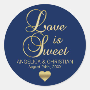 Pegatina Redonda Boda de Oro Azul de la Marina DULCE