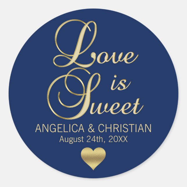 Pegatina Redonda Boda de Oro Azul de la Marina DULCE (Anverso)