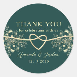 Pegatina Redonda Boda de oro de Esmeralda Gracias