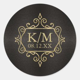 Pegatina Redonda Boda de oro filigrí fino ID871