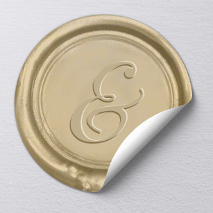 Pegatina Redonda Boda de oro moderno Ampersand Wax Seal