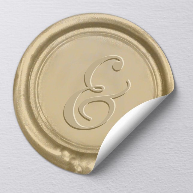 Pegatina Redonda Boda de oro moderno Ampersand Wax Seal (Subido por el creador)