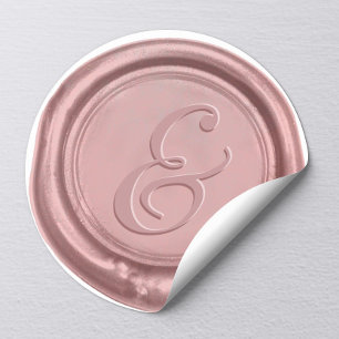 Pegatina Redonda Boda de oro Rosa Ampersand Wax Seal