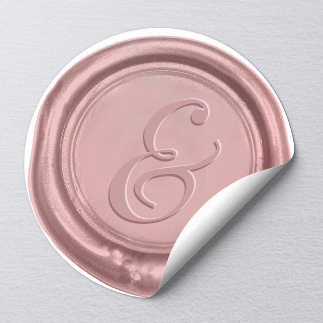 Pegatina Redonda Boda de oro Rosa Ampersand Wax Seal (Subido por el creador)