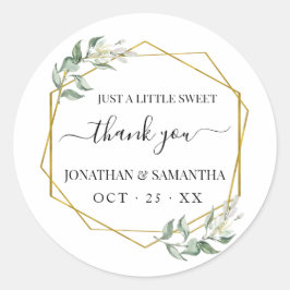 Pegatina Redonda Boda de oro verde gracias