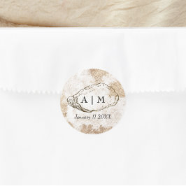 Pegatina Redonda Boda de ostión de color mínimo moderno