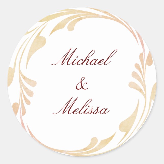 Pegatina Redonda Boda de Otoño en Remolino (Anverso)