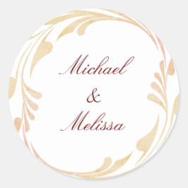 Pegatina Redonda Boda de Otoño en Torbellino