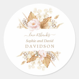 Pegatina Redonda Boda de palmas secas de Rubor Flowers Pampas