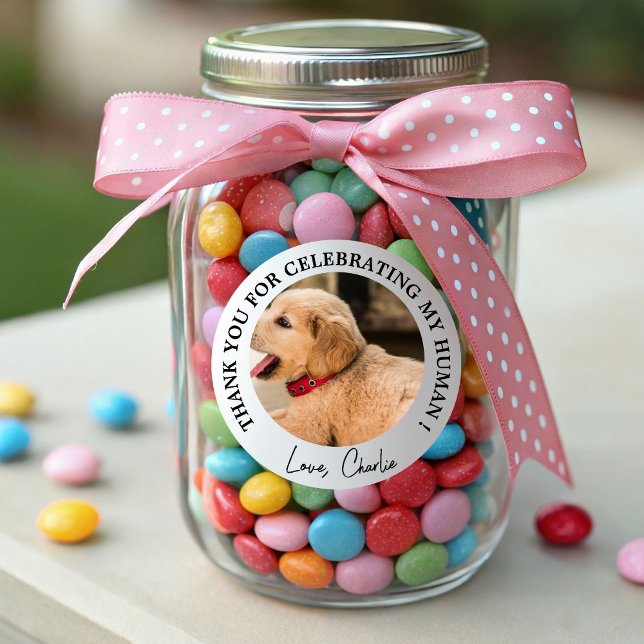 Pegatina Redonda Boda de perro personalizado a favor de foto de Mas (Subido por el creador)