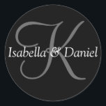 Pegatina Redonda Boda de Personalizable elegante de Bride Groom Mon<br><div class="desc">Elegante Boda de Personalizable de Novia Groom Pegatinas de Sello para sobres Monograma</div>