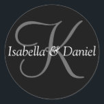 Pegatina Redonda Boda de Personalizable elegante de Bride Groom Mon<br><div class="desc">Elegante Boda de Personalizable de Novia Groom Pegatinas de Sello para sobres Monograma</div>