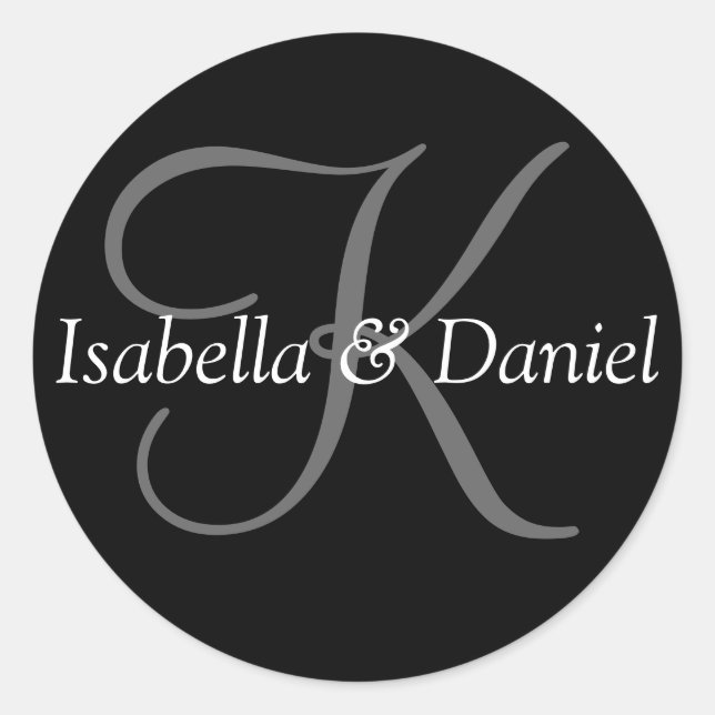 Pegatina Redonda Boda de Personalizable elegante de Bride Groom Mon (Anverso)