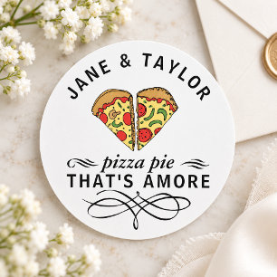 Pegatina Redonda Boda de Pizza Pie That's Amore