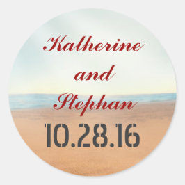 Pegatina Redonda boda de playa
