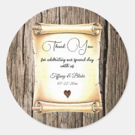 Pegatina Redonda Boda de plumilla de desplazamiento y pluma único