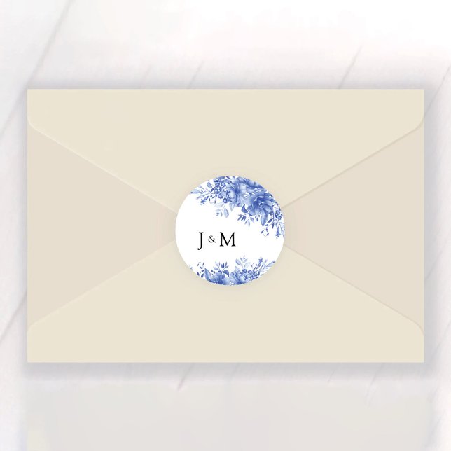 Pegatina Redonda Boda de porcelana azul (Subido por el creador)