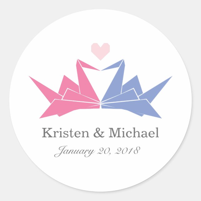 Pegatina Redonda boda de ranas de papel de 1000 Origami colgante (Anverso)