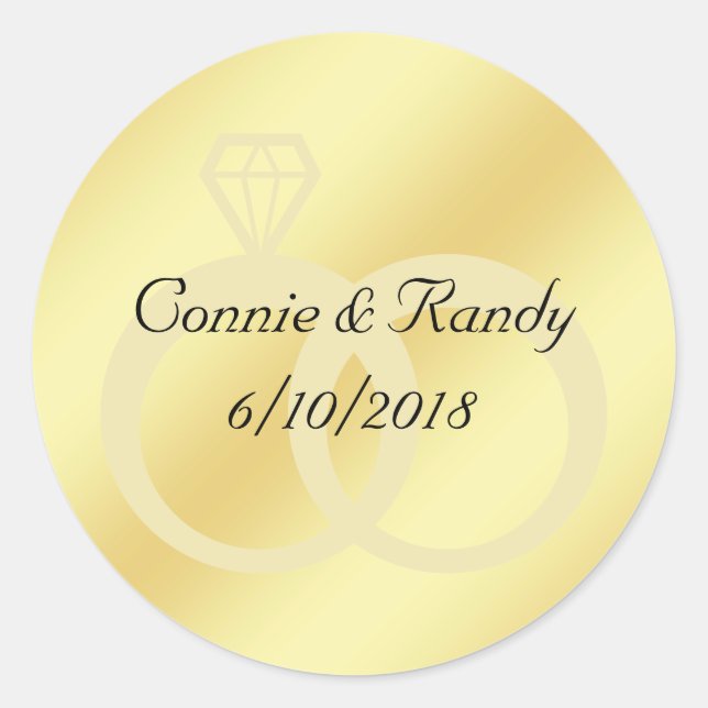 Pegatina Redonda Boda de Relieve metalizado dorado Monograma Pegati (Anverso)