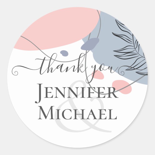 Pegatina Redonda Boda de resumen moderno japonés escandinavo (Anverso)