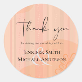 Pegatina Redonda Boda de resumen moderno japonés escandinavo