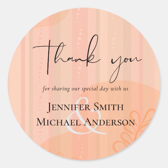 Pegatina Redonda Boda de resumen moderno japonés escandinavo (Anverso)