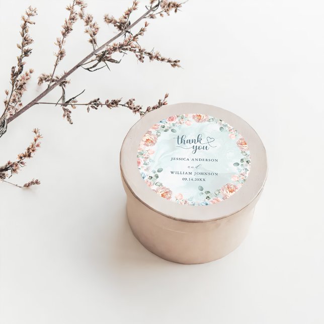 Pegatina Redonda Boda de Rosa Azul Moderna y Tendenciosa (Subido por el creador)