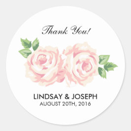 Pegatina Redonda Boda de Rosas de época