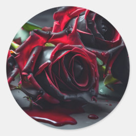 Pegatina Redonda Boda de Rosas góticos