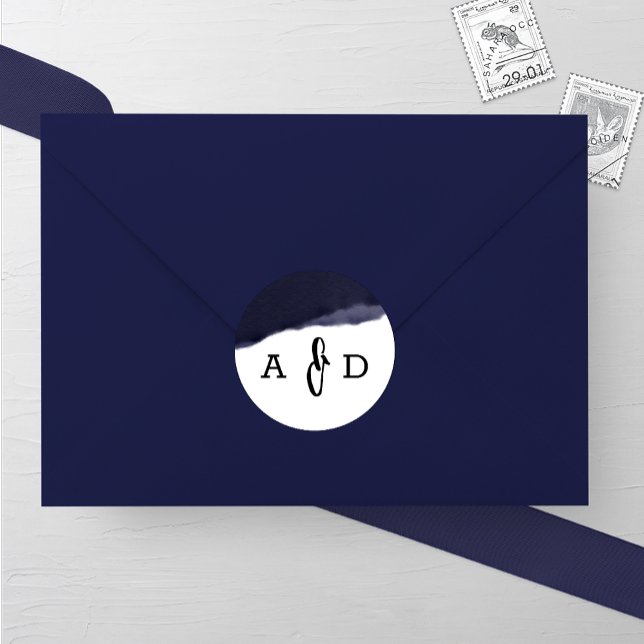 Pegatina Redonda Boda de salto de pincel de acuarela de la marina (Subido por el creador)