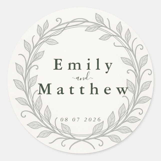 Pegatina Redonda Boda de Silverleaf Elven (Anverso)