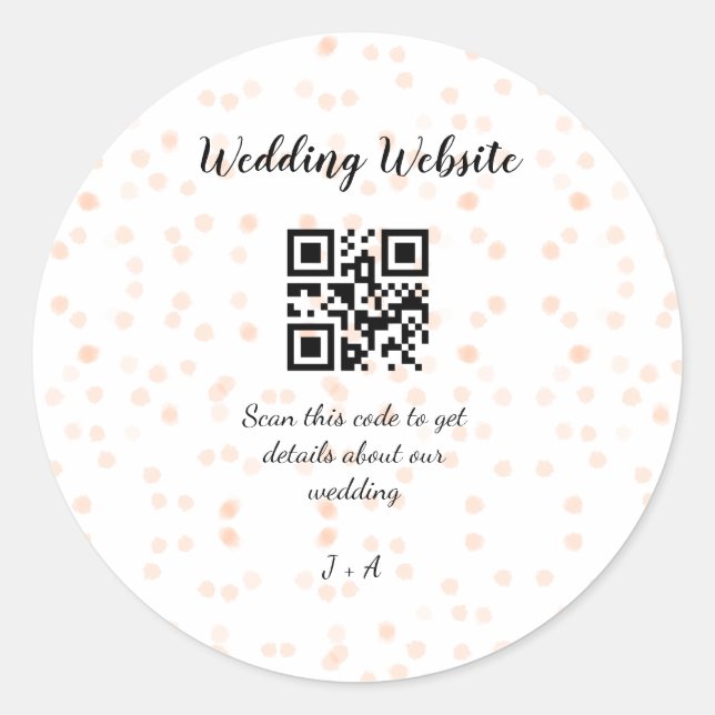 Pegatina Redonda Boda de sitio web escanear código QR para obtener  (Anverso)