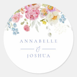 Pegatina Redonda Boda de Soft Garden Florals