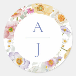 Pegatina Redonda Boda de Soft Garden Florals