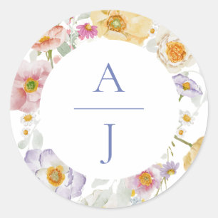 Pegatina Redonda Boda de Soft Garden Florals