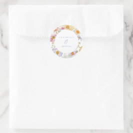 Pegatina Redonda Boda de Soft Garden Florals