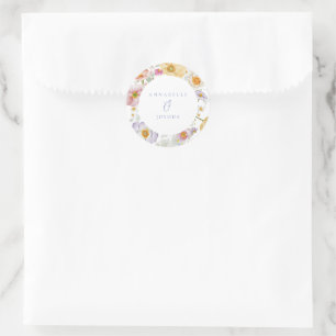 Pegatina Redonda Boda de Soft Garden Florals