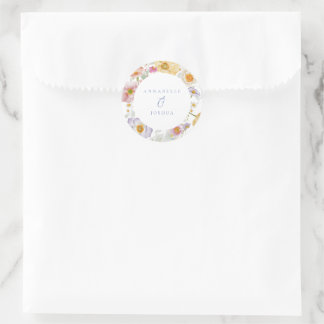 Pegatina Redonda Boda de Soft Garden Florals