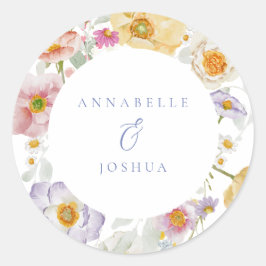 Pegatina Redonda Boda de Soft Garden Florals
