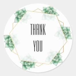 Pegatina Redonda Boda de Suculentas del Desierto