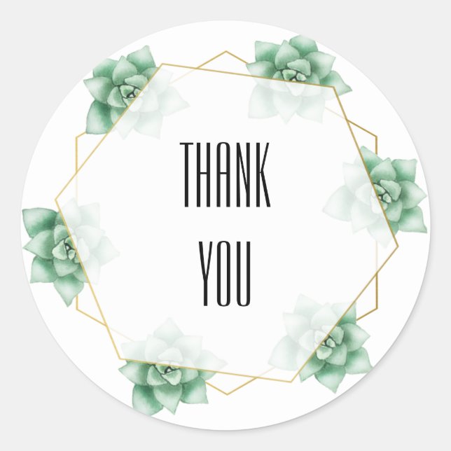 Pegatina Redonda Boda de Suculentas del Desierto (Anverso)