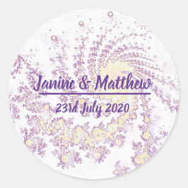 Pegatina Redonda Boda de Swirling Rosa bonito