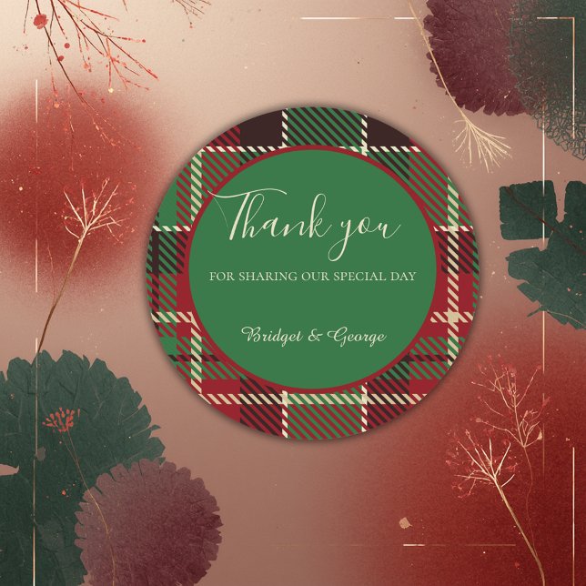 Pegatina Redonda boda de tartán celta negro verde (Subido por el creador)