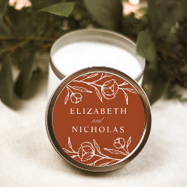 Pegatina Redonda Boda de Terracota Floral Esbozada