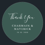 Pegatina Redonda Boda de texto blanco esmeralda simple<br><div class="desc">Añada un toque elegante a su decoración boda con nuestro sencillo Pegatina redondo clásico Boda de texto blanco esmeralda. Con un rico fondo esmeralda y un crudo texto en blanco, este pegatina es perfecto para sellar invitaciones de boda, decorar cajas de favores o añadir un toque personal a cualquier artículo...</div>