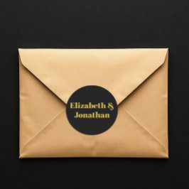 Pegatina Redonda Boda de tipografía minimalista