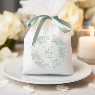 Pegatina Redonda Boda de Toile de Paisaje Verde Salvia Clásico