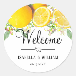 Pegatina Redonda Boda de verano de Lemon Boho Moderno Gracias