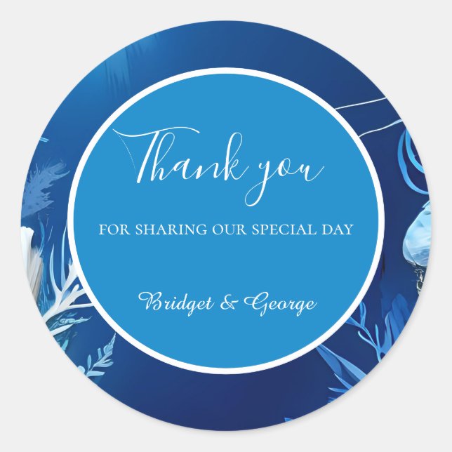 Pegatina Redonda boda de vibración de la costa azul (Anverso)