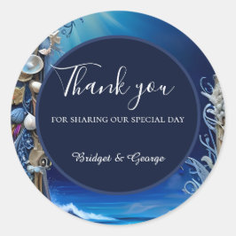 Pegatina Redonda boda de vibración de la costa azul